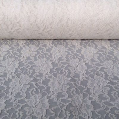 Pizzo ricamato a fantasia floreale - bianco Alt.150 cm