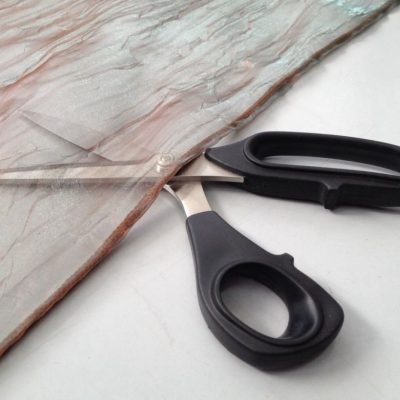 Organza effetto stropicciato sfumato - ruggine Alt.300 cm