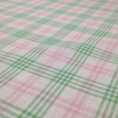 Lino a righe e quadri verde e rosa Alt.154 cm