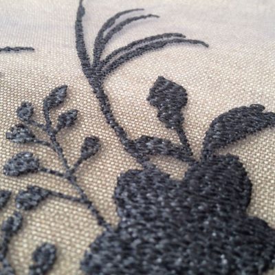 Balza ricamata in pizzo con retina in tulle sfumata - nero