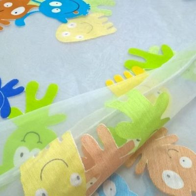 Organza fantasia mostriciattoli colorati Alt.290 cm