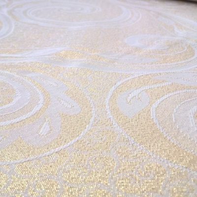Misto cotone double face con motivi oro - panna Alt.300 cm