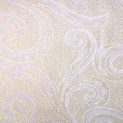 Tessuto arredo double face con motivi oro - panna2