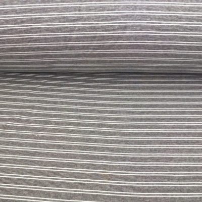 Tessuto maglina in cotone motivo a righe bianche - grigio2