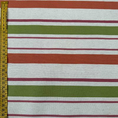 Tessuto fantasia a righe terracotta verde 2