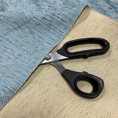 Tessuto da arredo misto cotone cinigliato celeste e beige 1