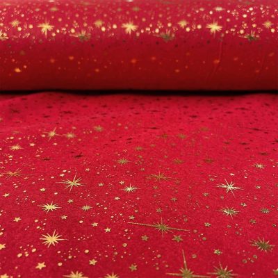 Pannolenci cielo stellato rosso rubino con stelline dorate in lurex 2