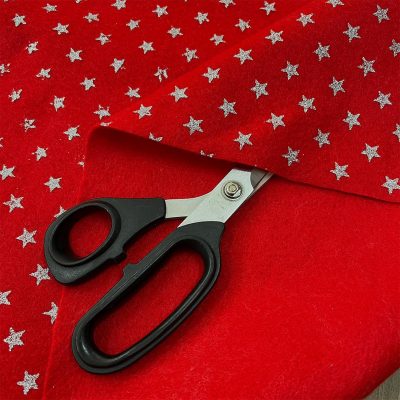 Pannolenci rosso natale con stelline argento glitterate 1