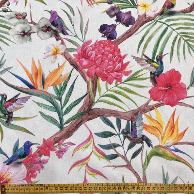 Tessuto da arredo in cotone fantasia floreale giungla 4