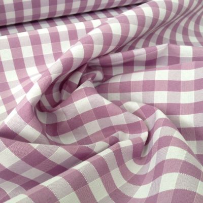 Tessuto in cotone teflon motivo a quadri - bianco e lilla 2