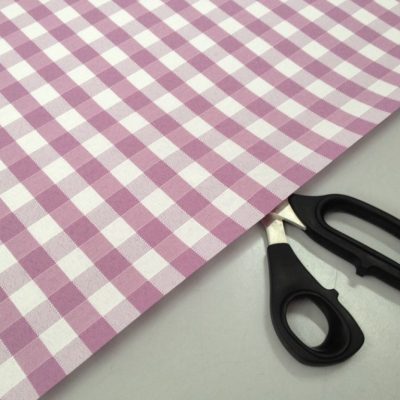 Tovagliato in cotone teflonato a quadretti - bianco e lilla 3