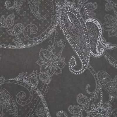 Tessuto in misto lana a fantasia damascato - nero 1