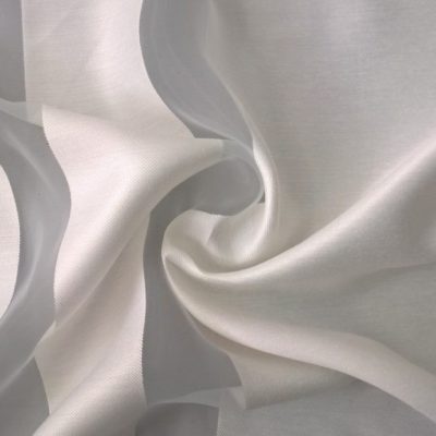 Tessuto per tende in viscosa fantasia a fasce trasparenti - bianco 3