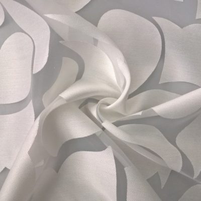 Tessuto per tende in viscosa fantasia a fiori - bianco naturale 3