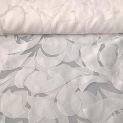 Tessuto per tende in viscosa fantasia a fiori - bianco naturale 2