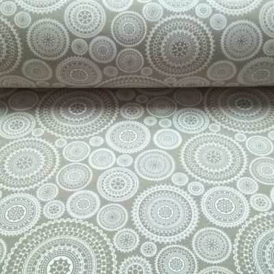 Tessuto in puro cotone a fantasia pizzo - panna 3