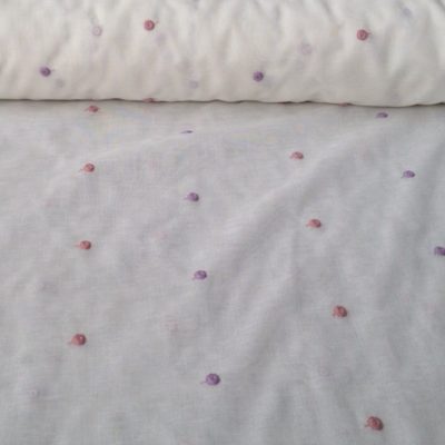 Tessuto tendaggio a pois ricamati - 2 Varianti Alt.320 cm