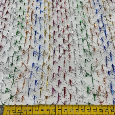 Organza trasparente con batuffoli di lam&egrave; multicolor 1