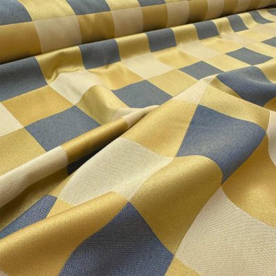 Tessuto multiuso a scacchiera colori giallo blu e ocra 1