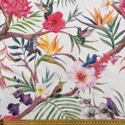 Tessuto da arredo in cotone fantasia floreale giungla 3
