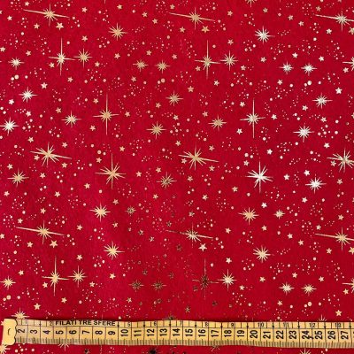 Pannolenci cielo stellato rosso rubino con stelline dorate in lurex 1