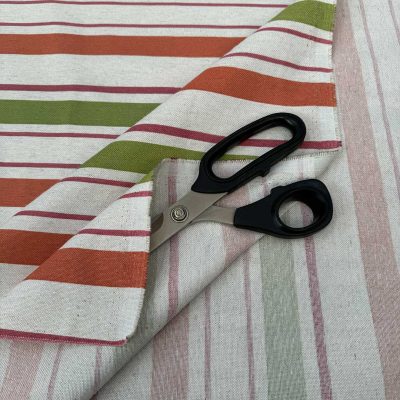 Tessuto fantasia a righe terracotta verde 1