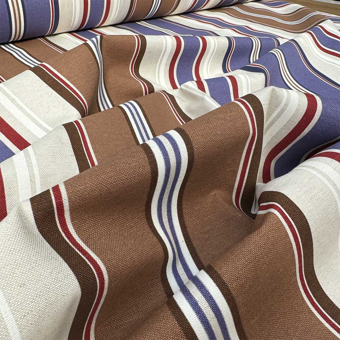 Tessuto fantasia a righe multicolore 1
