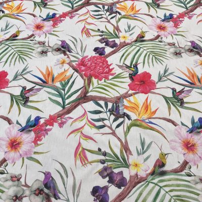 Tessuto da arredo in cotone fantasia floreale giungla 2
