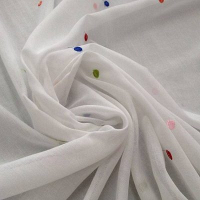 Tendaggio motivo a pois multicolor ricamati - bianco