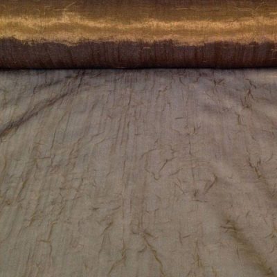 Tendaggio in organza effetto stropicciato dorato - marrone