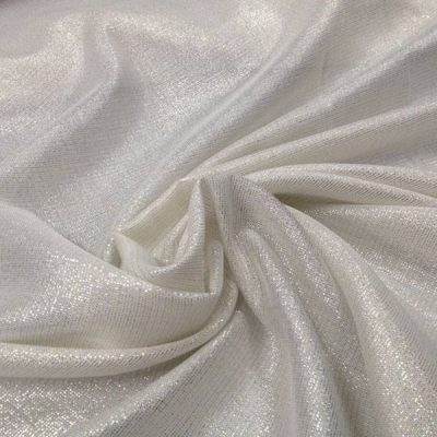 Tessuto tendaggio con righe bianco e oro luccicanti - panna