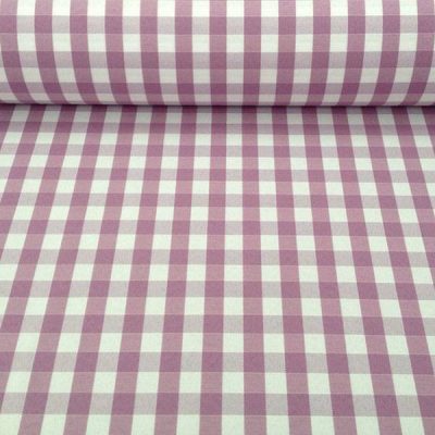 Tessuto in cotone teflon motivo a quadri - bianco e lilla 4