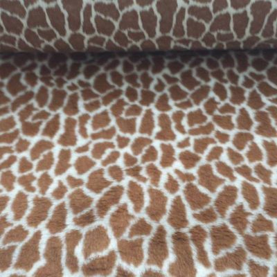 Tessuto in pelliccetta a pelo corto fantasia giraffa - marrone e bianco