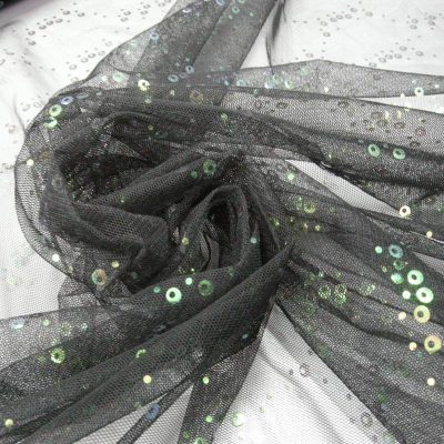 Tulle con paillettes colori sfumati - nero