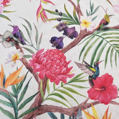 Tessuto da arredo in cotone fantasia floreale giungla 1