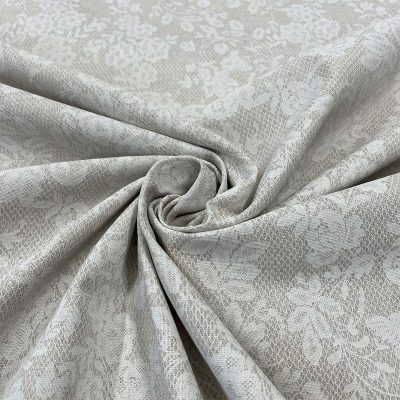 Tessuto da arredamento in puro cotone stile shabby floreale colore ecrù 1