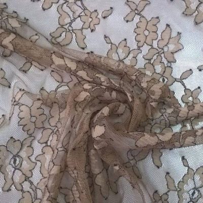 Tessuto in pizzo a rete fantasia a fiori - tortora 3
