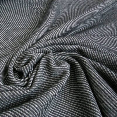 Jersey di cotone fantasia a righe bianche - nero