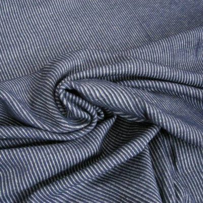Jersey di cotone fantasia a righe bianche - blu