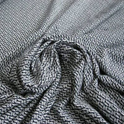 Jersey di cotone fantasia geometrica bianca - nero