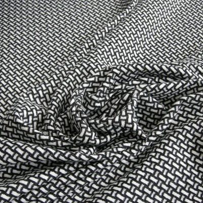 Jersey di cotone fantasia geometrica - bianco e nero