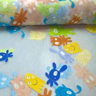 Tendaggio in organza fantasia mostriciattoli colorati - bianco e multicolor