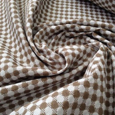 Tessuto per arredo e rivestimento motivo a pois - tortora e bianco