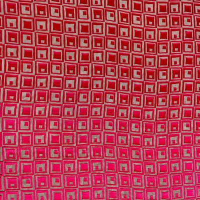 Tessuto per abiti motivo a quadri in devorè - rosso 2