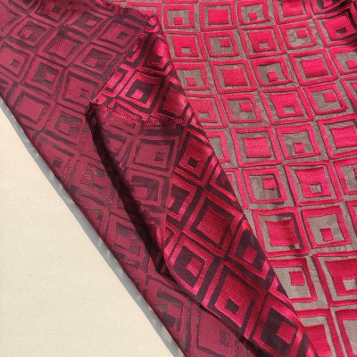 Tessuto per abiti motivo a quadri in devor&egrave; - rosso 3