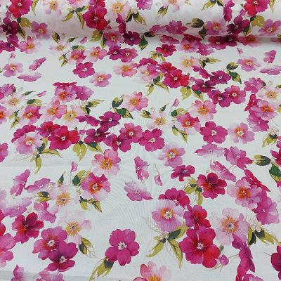 Tessuto tovagliato Bottaro fantasia floreale rosa1