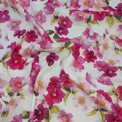 Tessuto per Tovaglia Bottaro Puro Cotone fantasia floreale rosa - Alt.180cm