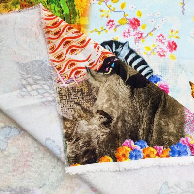 Tessuto arredo fantasia animalier multicolore 3