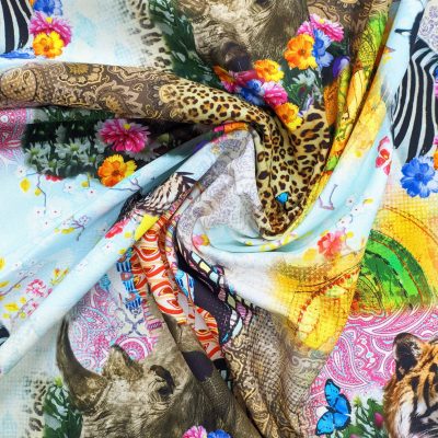 Tessuto arredo fantasia animalier multicolore 4