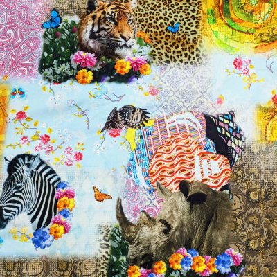 Tessuto arredo fantasia animalier multicolore 5